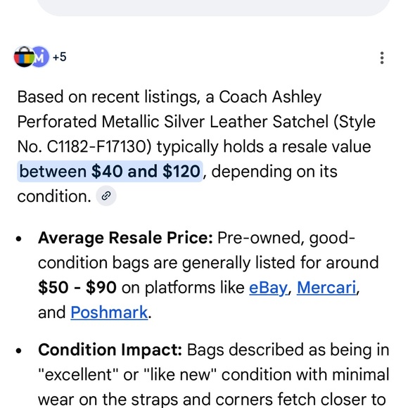Coach Ashley Metallic Shimmering Silver Bag - Picture 9 of 12
